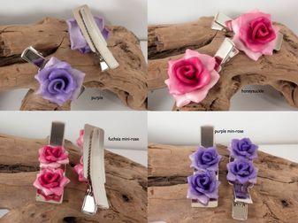 handmade clay rose hair clip