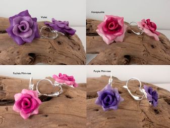 clay rose earrings handmade
