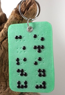 braille keychain clay handmade