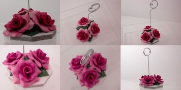 clay rose photo holder handmade